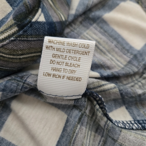 Eden & Olivia Black White Plaid Collared Button Down Shirt Sz M Roll up Sleeve - Picture 9 of 10